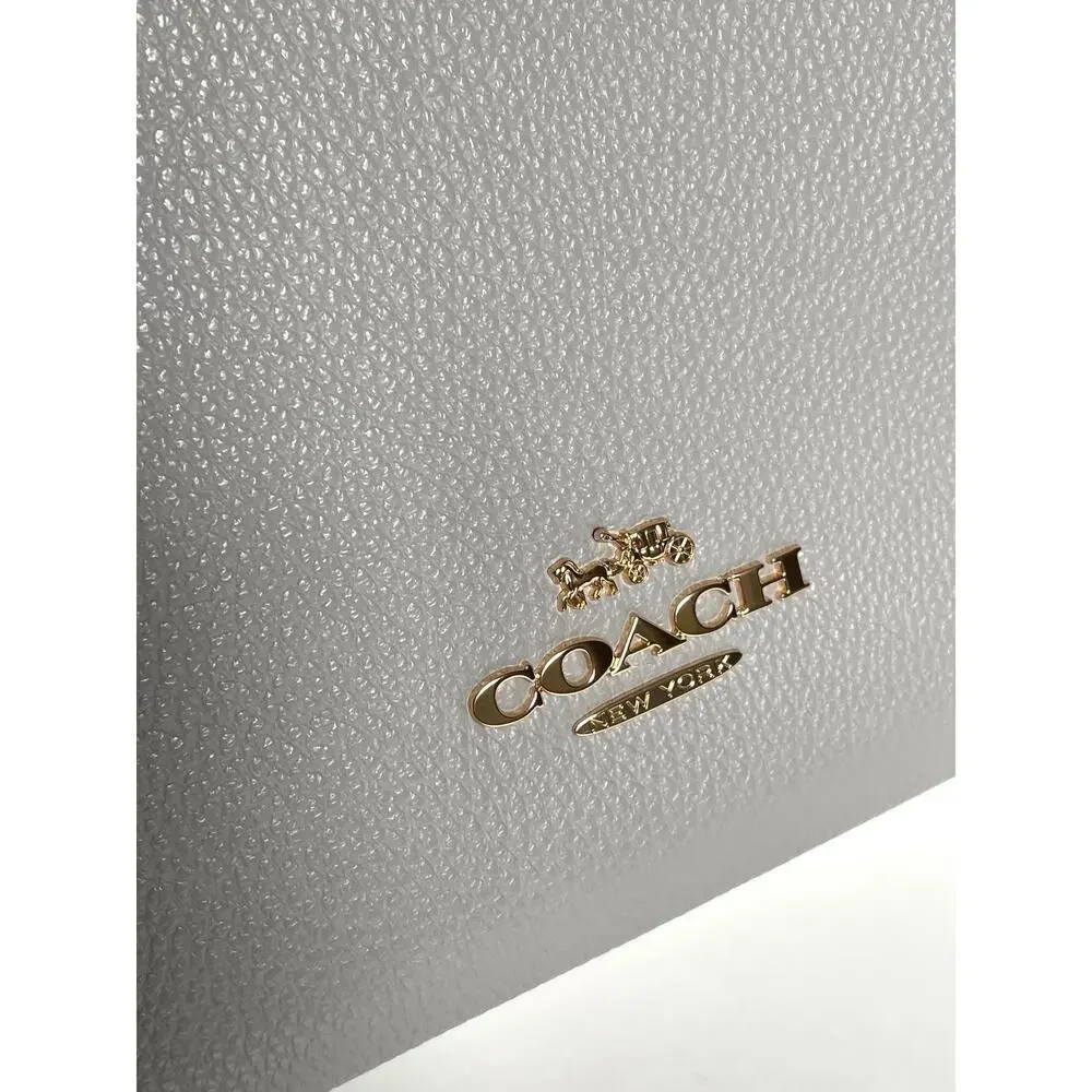 Coach Maggie Large Tote Dove Gray Pebbled Leather Shoulder Bag CY666